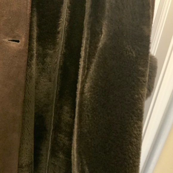 Dark Brown Shearling Full Length Coat - Picture 8 of 12